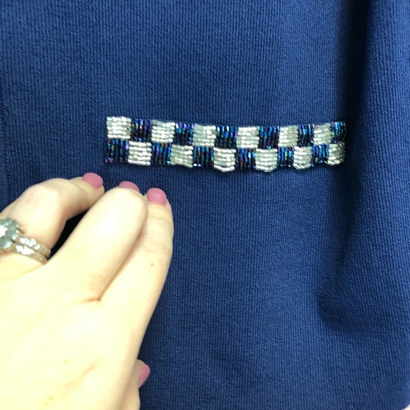 PIANO zip up sweater with sequin faux pockets and collar sparkling charm… - Picture 4 of 12